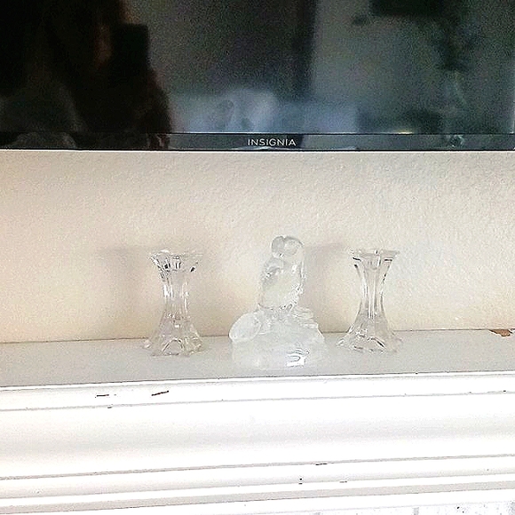 3 pc OWL Crystal D’Arques Figurine Sitting on log 2 CRYSTAL Candle Sticks BUNDLE - Picture 13 of 13